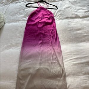 Chic Gradient Midi Dress in Pink and White